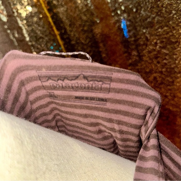 Patagonia Mainstay Bumblebee Stripe Brown & Purple Long Sleeve Henley, XL - Picture 6 of 7